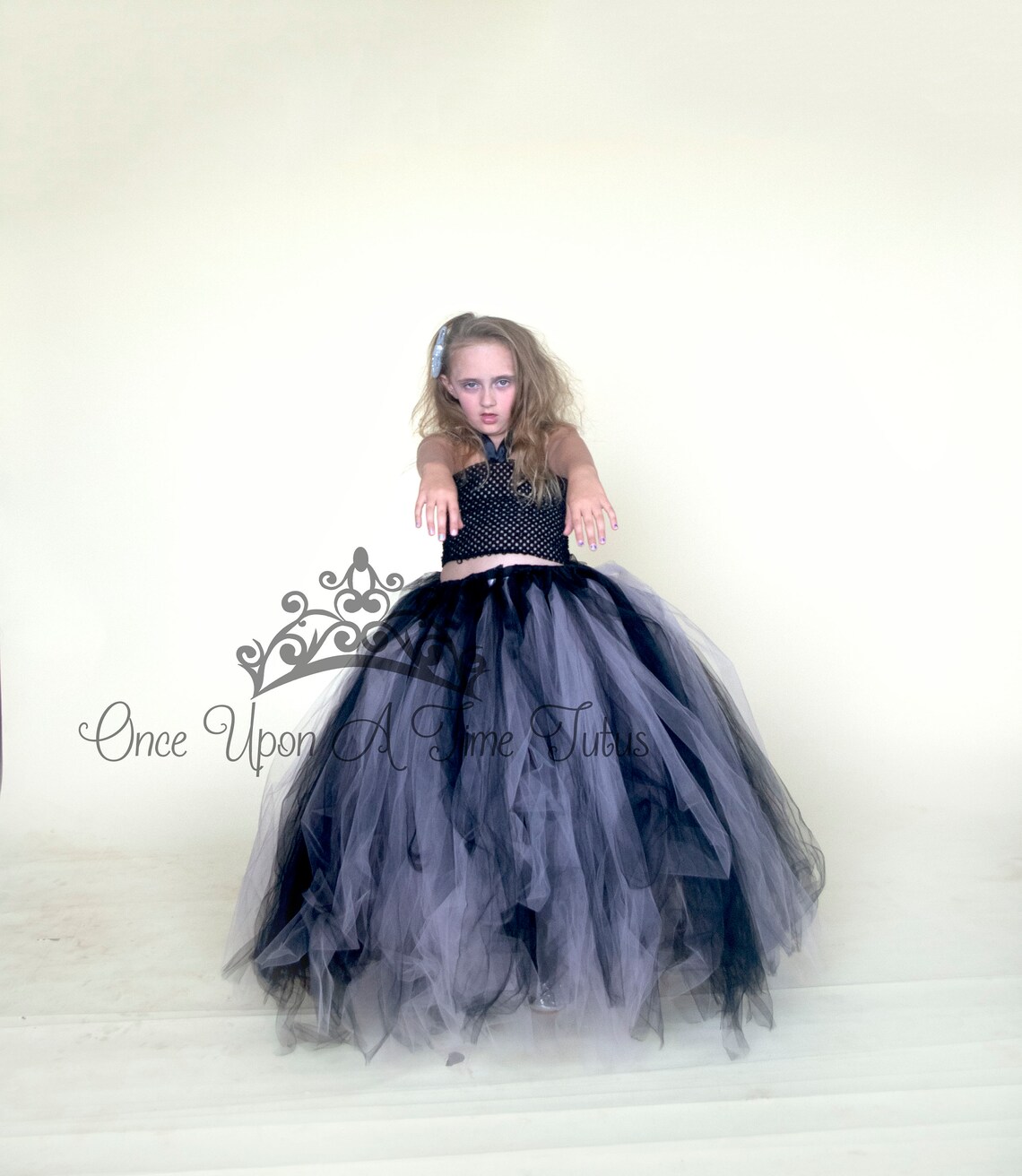 Long Black Grey Tutu Skirt Halloween Costume Skirt Witch Etsy