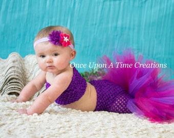 Mermaid Kostuum, Mermaid Tail Tutu, Baby Girls Mermaid Outfit, verjaardag outfit, Smash cake Tutu set, peuter zeemeermin kostuum, baby, kinderen