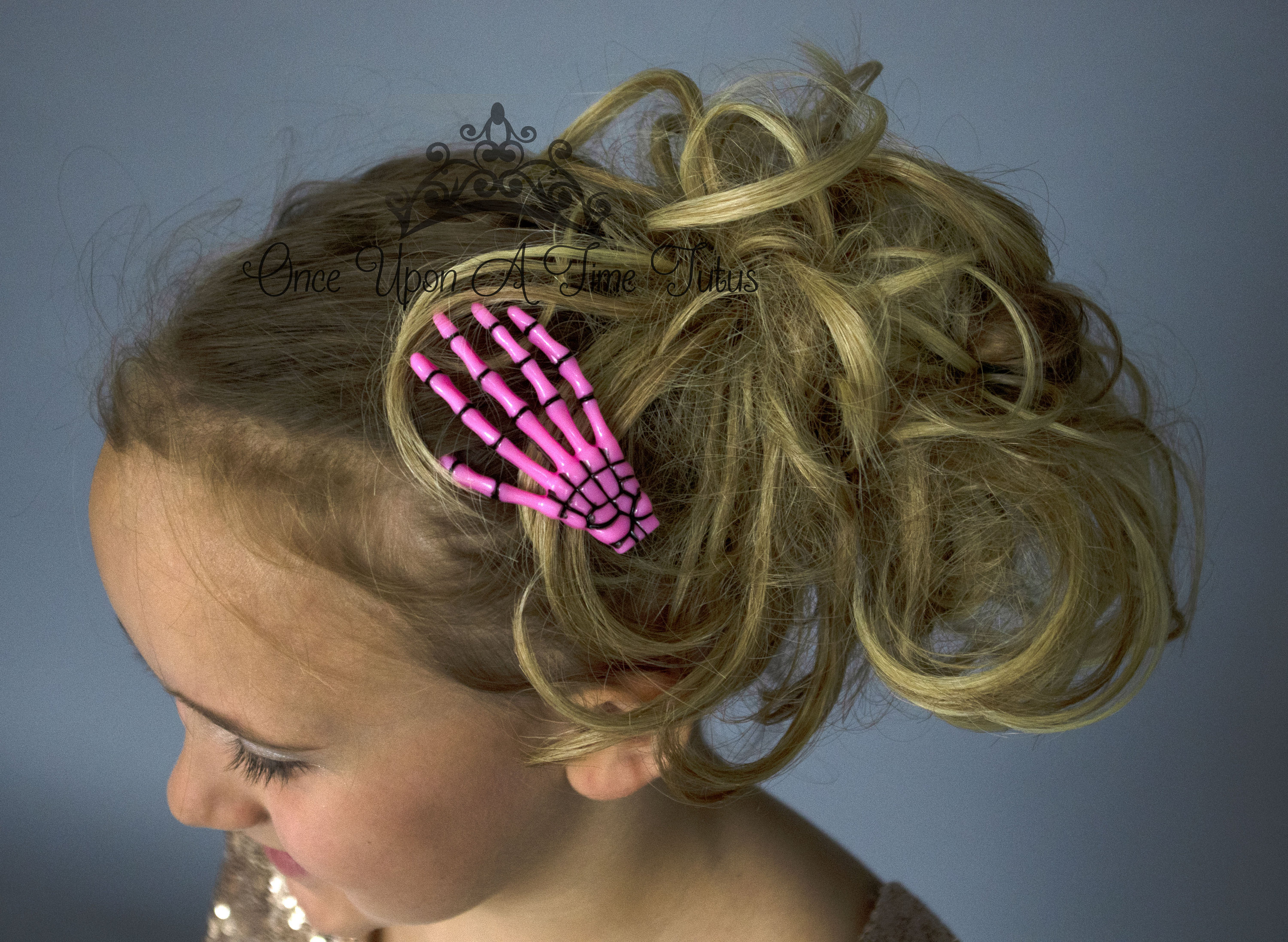 Skeleton Bones Black Pink Hand Hair Clip Halloween Pirate Etsy