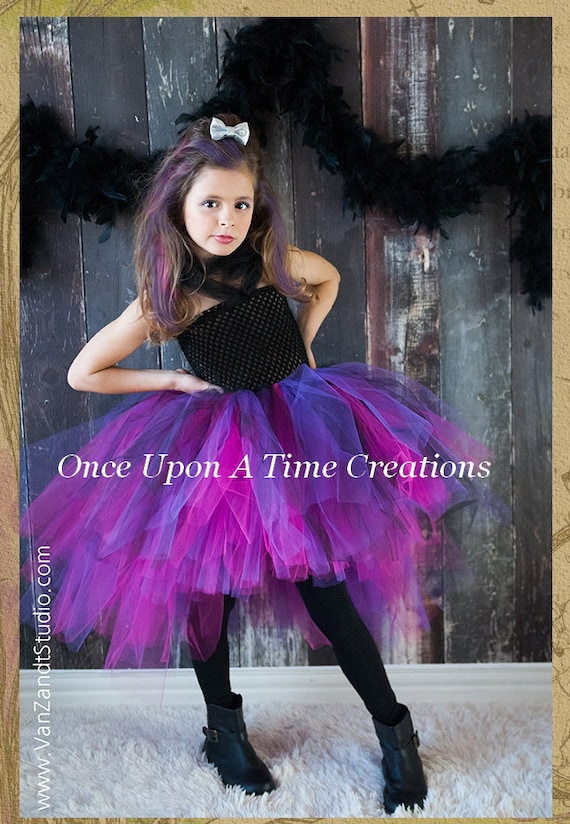 Abito tutu da regina selvaggia, costume di Halloween da strega per ragazze,  abito di compleanno per bambini, costume da rock star, abito in tulle alto  e basso, rosa nero viola 