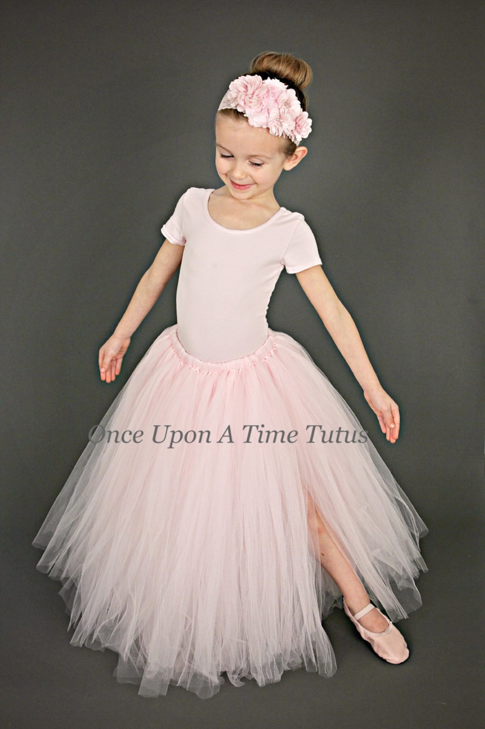 Long Ballerina Pink Tutu Skirt Little Girls Tulle Skirt Kids Etsy