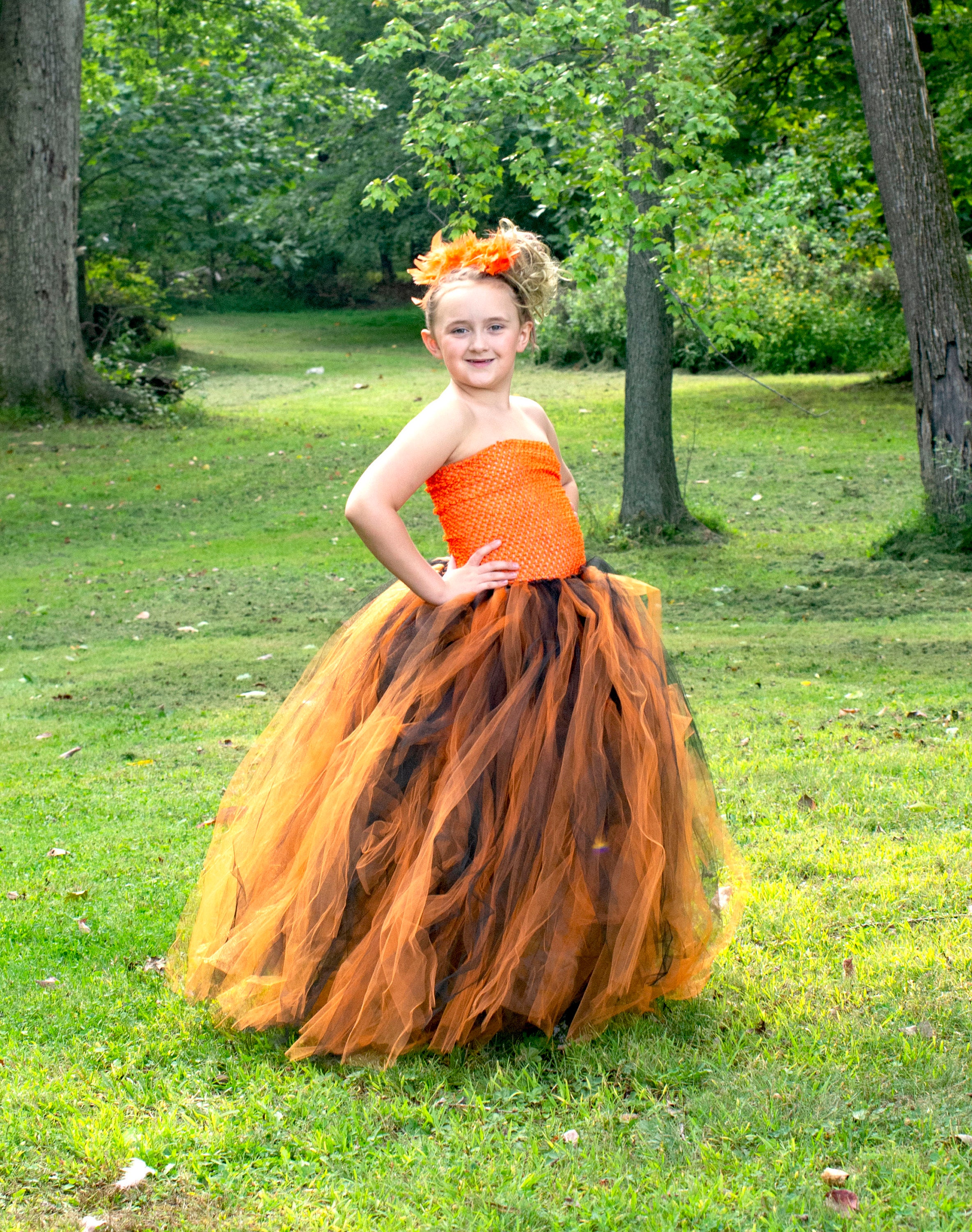 Pretty Witch Wicked Black Orange Cute Fancy Dress Up Halloween Child Costume 