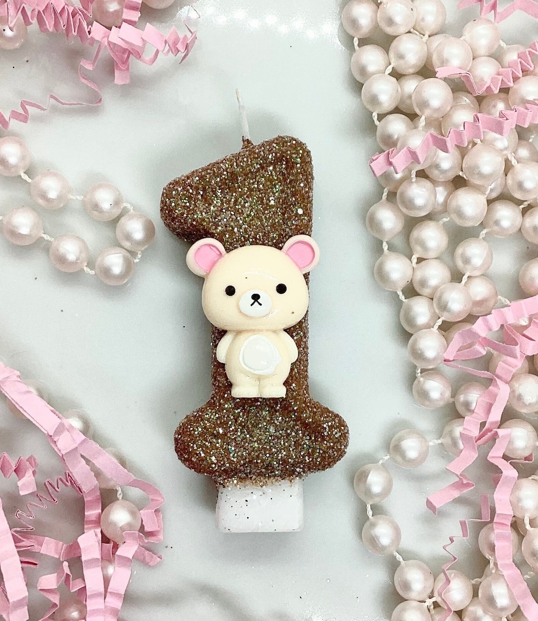 Teddy Bear Birthday Candle Kids Party Decor Baby First - Etsy