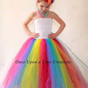 Rainbow Birthday Tutu Dress, Unicorn Halloween Costume, Kids Halloween Costume, Candy Rainbow Dress, Unicorn Birthday Outfit, Long Dress image 1