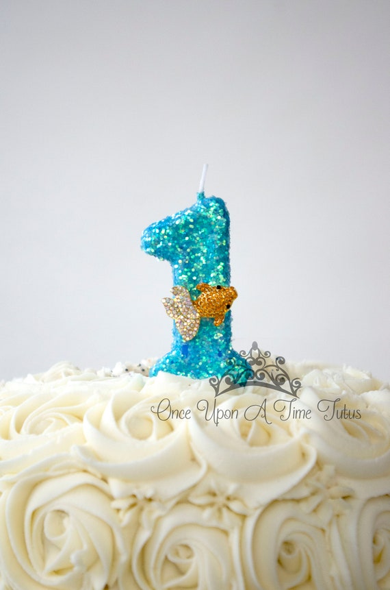 Goldfish Birthday Candle Blue Fish Bowl Under The Sea Party Etsy