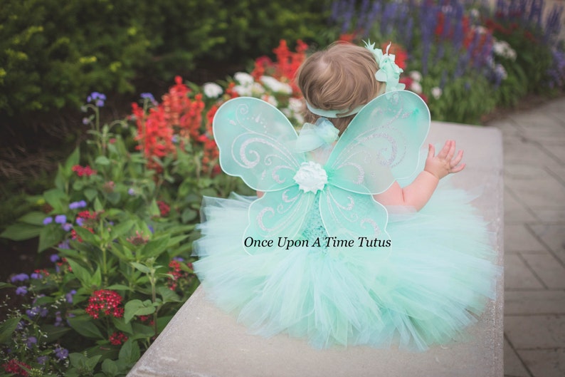 Newborn 3 6 9 12 18 Months 2T 3T 4T 5 6 Birthday Pastel Butterfly Aqua Mint Green Fairy Tutu or Dress Baby Gift Halloween Costume