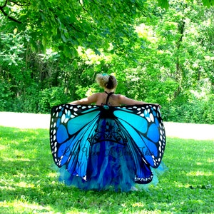 Blue Monarch Butterfly Costume Teal High Low Girls Butterfly - Etsy