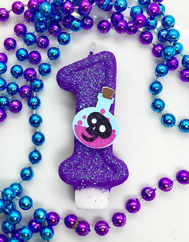 Science Potions Birthday Candle, Halloween Party Decor, Glitter