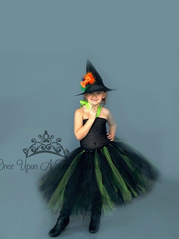 Black and Bright Green Witch Tutu Dress 