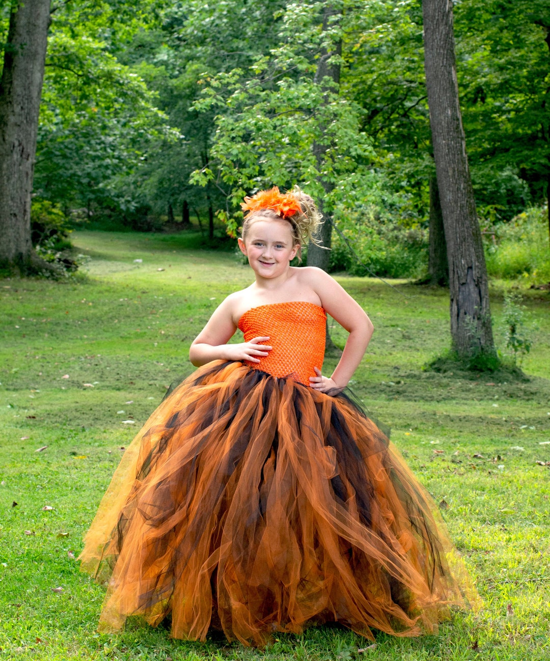 Orange Black Dress, Witch Halloween Costume, Girls, Kids Floor Length, Long Tulle Gown, Autumn Pageant Tutu Dress, Fall Birthday Outfit Orange Black Dress, Witch Halloween Costume, Girls, Kids Floor Length, Long Tulle Gown, Autumn Pageant Tutu Dress, Fall Birthday Outfit