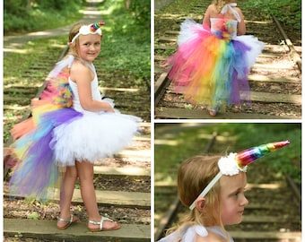 Unicorn Costume, Unicorn Tutu Dress, Kids Unicorn Costume, Bright Rainbow Unicorn Tutu, Unicorn Birthday Outfit, Little Girl Unicorn Dress
