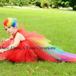 Parrot Costume, Halloween Costume, Baby Parrot Costume, Girls Tutu Dress, Toddler Costume, Kids Scarlet Macaw Layered Dress, Child Costume