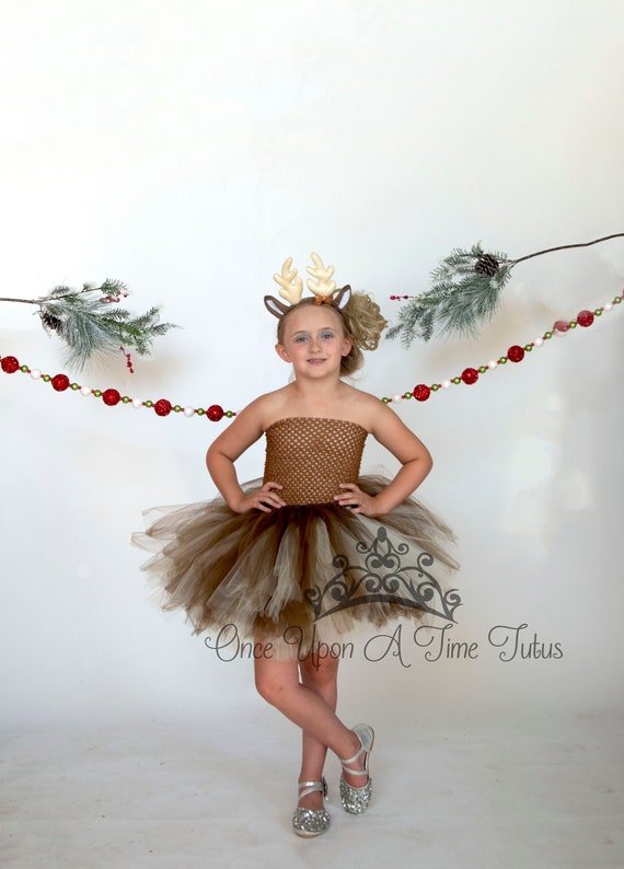 Deer Costume, Halloween Costume, Kids Animal Costume, Baby Girl Tutu Dress, Toddler Costume, Costumes for Infant Girls, Brown Tan, Reindeer