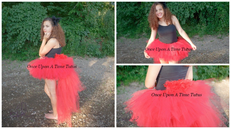 Custom Size Newborn Toddler Little Girls Adult Ladies Red Feather Bustle Tutu