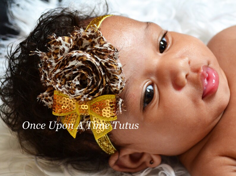 Baby newborn kid infant girls leopard print headband bow