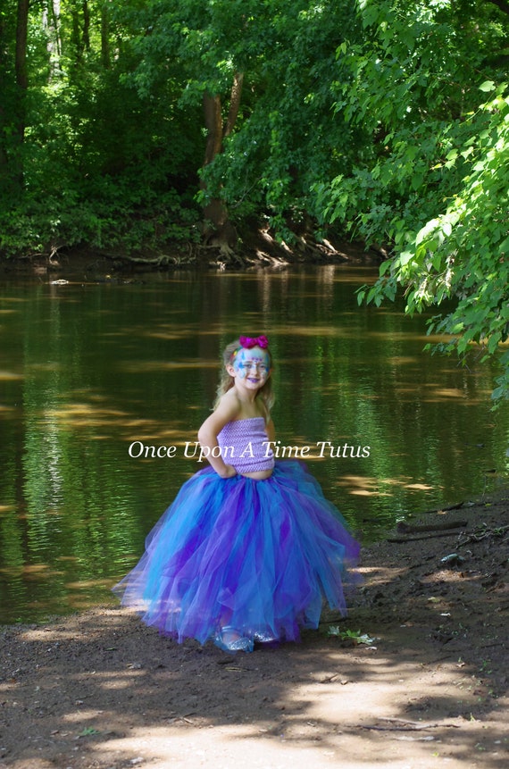 Long Purple Blue Tutu Skirt Little Girls Tulle Skirt Kids Tutu Skirt Full Length Tulle Skirt Mermaid Birthday Outfit Halloween Costume