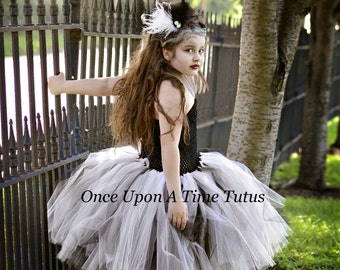 Bride Of Frankenstein Tutu Dress - Halloween Costume - Little Girls Size 6 12 Months 2T 3T 4T 5T 6 7 8 10 12 - Scary Monster Pageant Gown