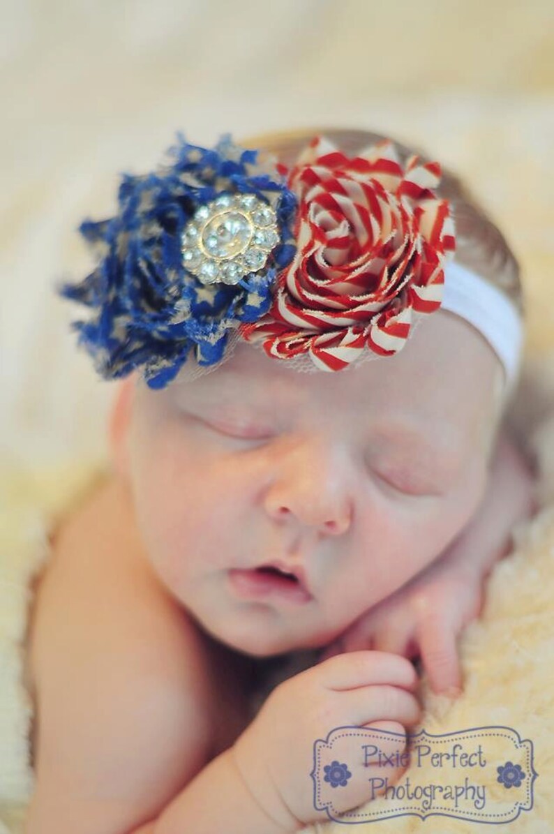 red white and blue baby headband