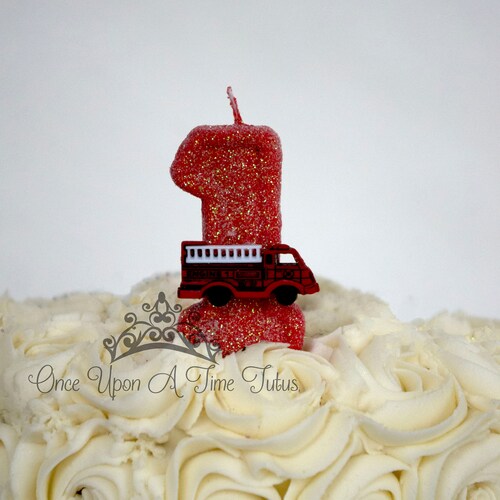 Firetruck Birthday Candle Fire Truck Party Decor Etsy