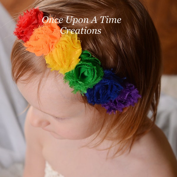 Rainbow Flower Crown, Rainbow Headband, Rainbow Cake Smash, Rainbow Baby, Baby Girls Headband, Shabby Flower Crown, Adult Headband, Pride