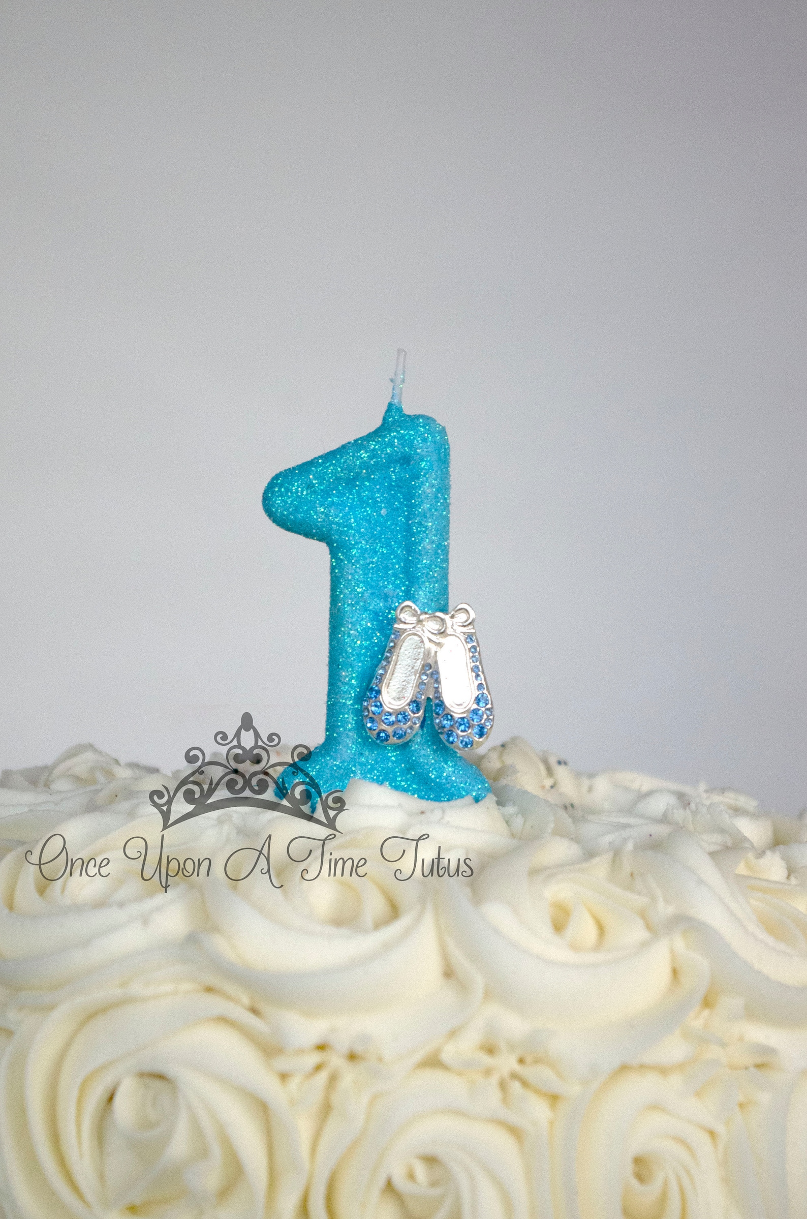 blue ballet glitter birthday candle - ballerina dancer party decor supplies sparkly sparkle cake topper keepsake - standard size
