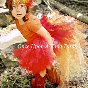 Fire Bird Bustle Tutu, Phoenix Tutu, Phoenix Costume Baby, Fire Macaw Tutu, Fire Tutu, Little Girls Costume, Kids Tutu Costume, Adult Tutu image 1