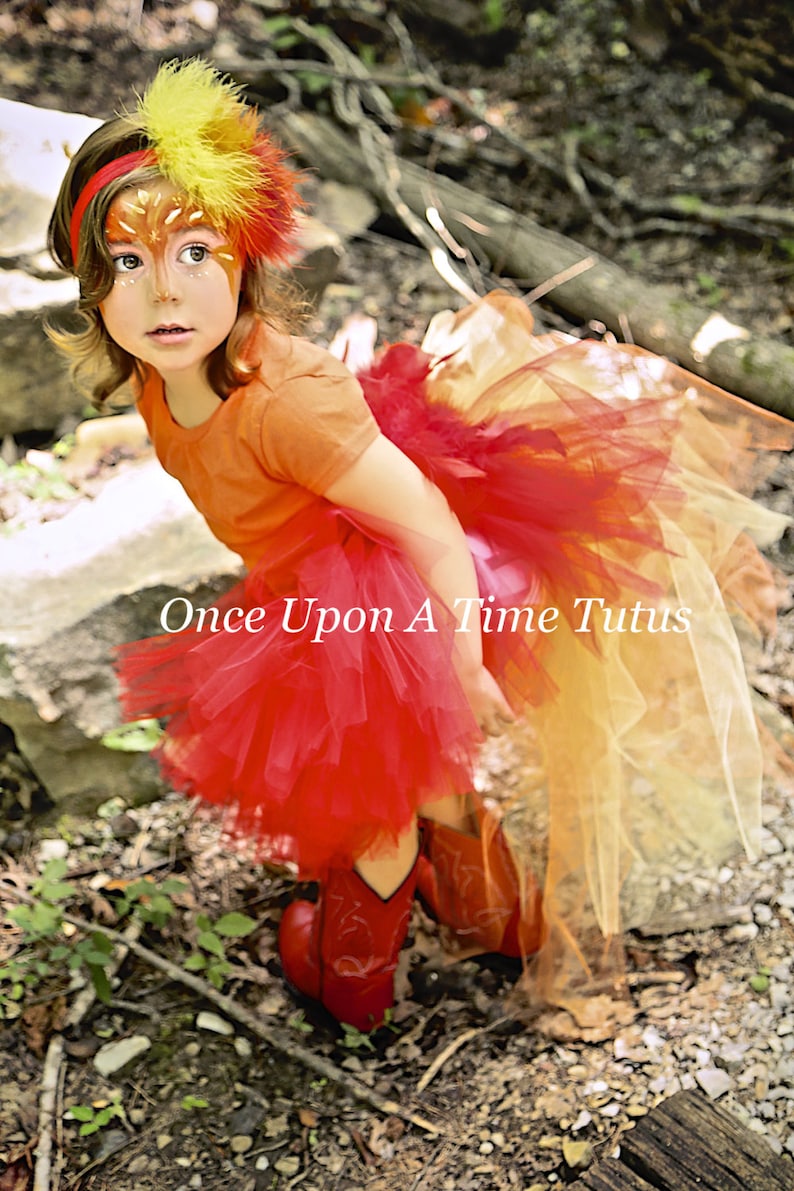 Fire Bird Bustle Tutu, Phoenix Tutu, Phoenix Costume Baby, Fire Macaw Tutu, Fire Tutu, Little Girls Costume, Kids Tutu Costume, Adult Tutu image 1