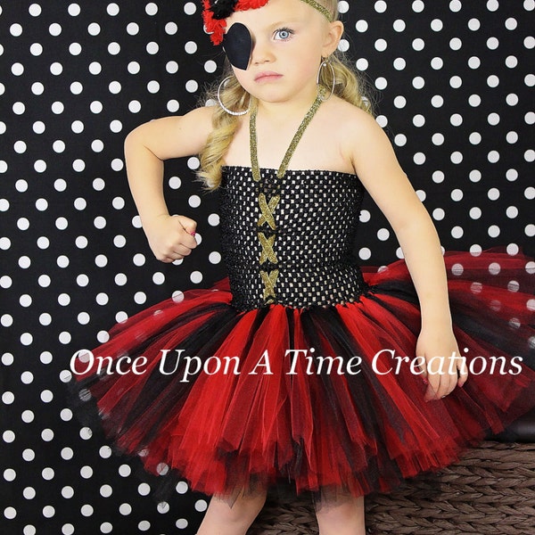 Disfraz de pirata para Halloween, vestido de tutú de pirata rojo y negro, vestido de tutú para niñas pequeñas, tutú para niñas bebés, tutú para niñas pequeñas, vestido de tutú para niños, tutú para niños