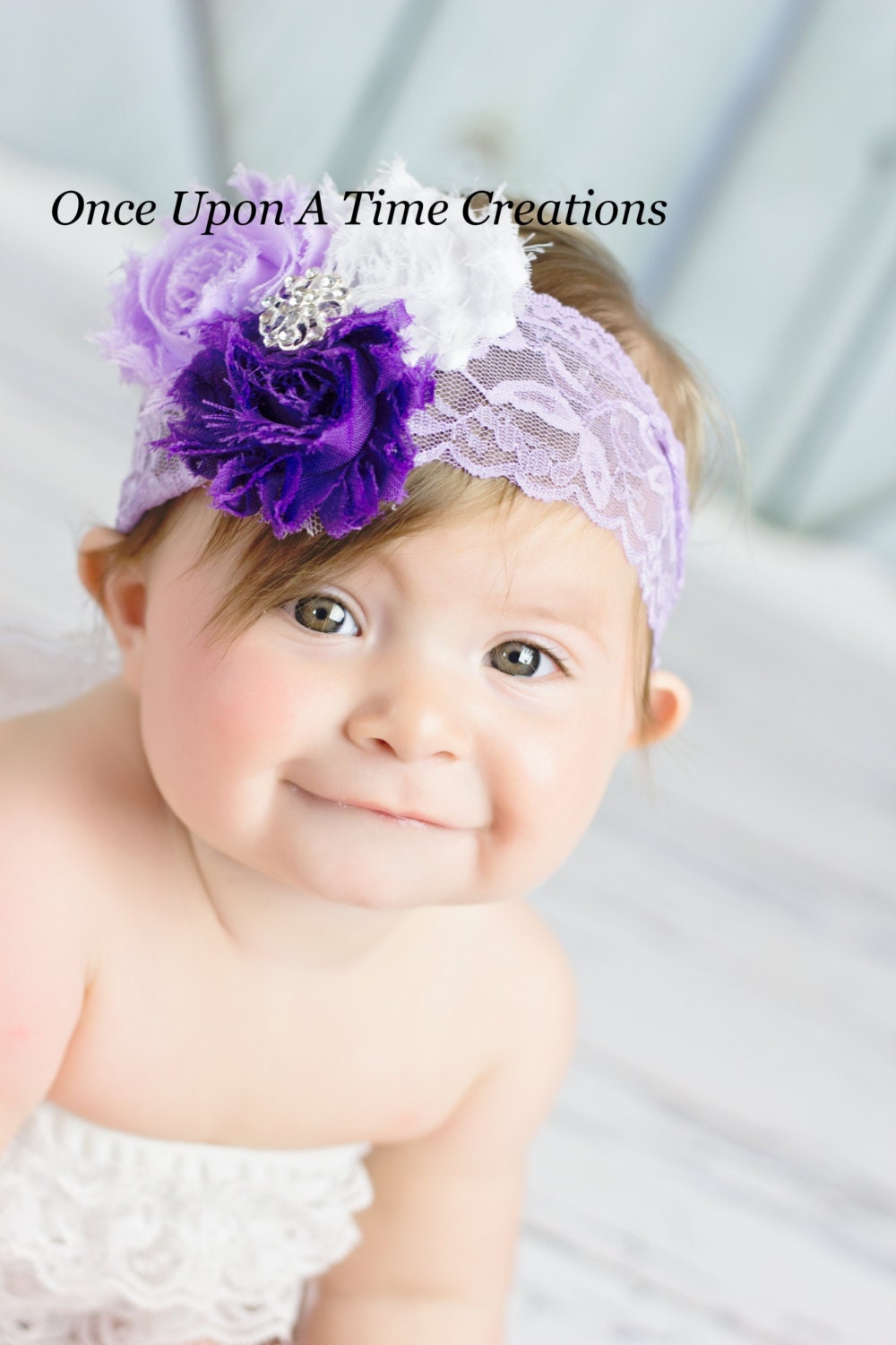 Purple Lovers Shabby Flower Trio Headband Newborn Baby | Etsy