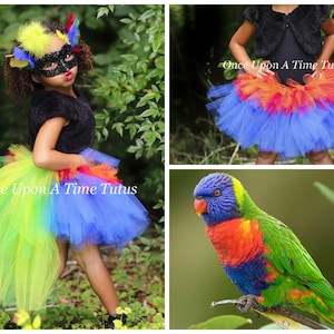 Parrot Tutu, Halloween Costume, Adult Parrot Costume, Rainbow Lorikeet Bustle, Colorful Bird Skirt, Kids Macaw Costume, Womens Tutu, Baby image 1