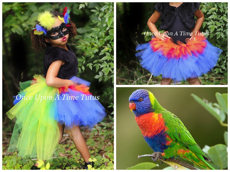 Parrot Tutu, Halloween Costume, Adult Parrot Costume, Rainbow Lorikeet Bustle, Colorful Bird Skirt, Kids Macaw Costume, Womens Tutu, Baby image 1
