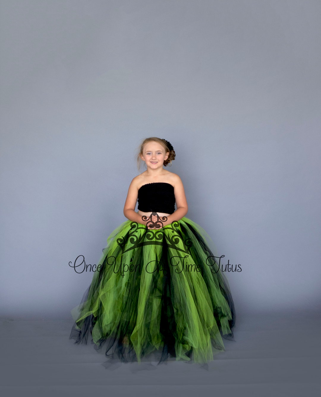 Long Black Lime Green Tutu Skirt, Halloween Costume Skirt, Witch