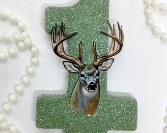 Deer Birthday Candle, Wild Animal Party Decor, Large Buck Birthday Candle, Boys Number Cake Topper, One Keepsake Candle, Kids Party Supply