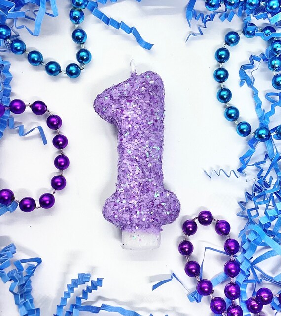 Bougie D'anniversaire Chiffre 4 Couronne Violette Scintillante - Décoration Gâteau Fille - Pour Fêtes Et Mariages - 2