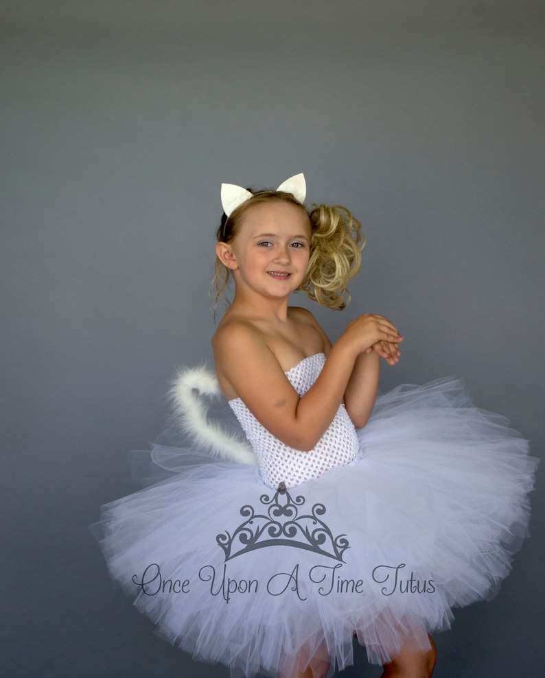 Toddler Costume Infant Girls Baby Girl Tutu Dress Fur Tail Costumes For Girls White Cat Costume Halloween Costume Kids Animal Costume