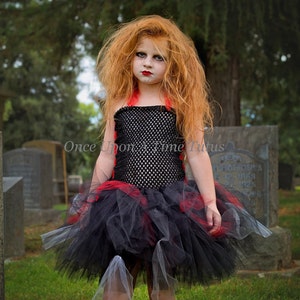 Zombie Tutu Dress, Witch Halloween Costume, Girls Monster Dress, Kids Zombie Costume, Red Black Tutu Dress, Childrens Costume, Tween Costume