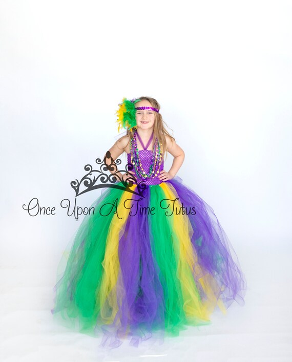 Mardi Gras Tutu Dress, Long Tutu Dress, Full Length, Pageant Tutu Dress, Kids Tutu Dress, Little Girls Dress, Baby Girl Dress, Toddler Dress