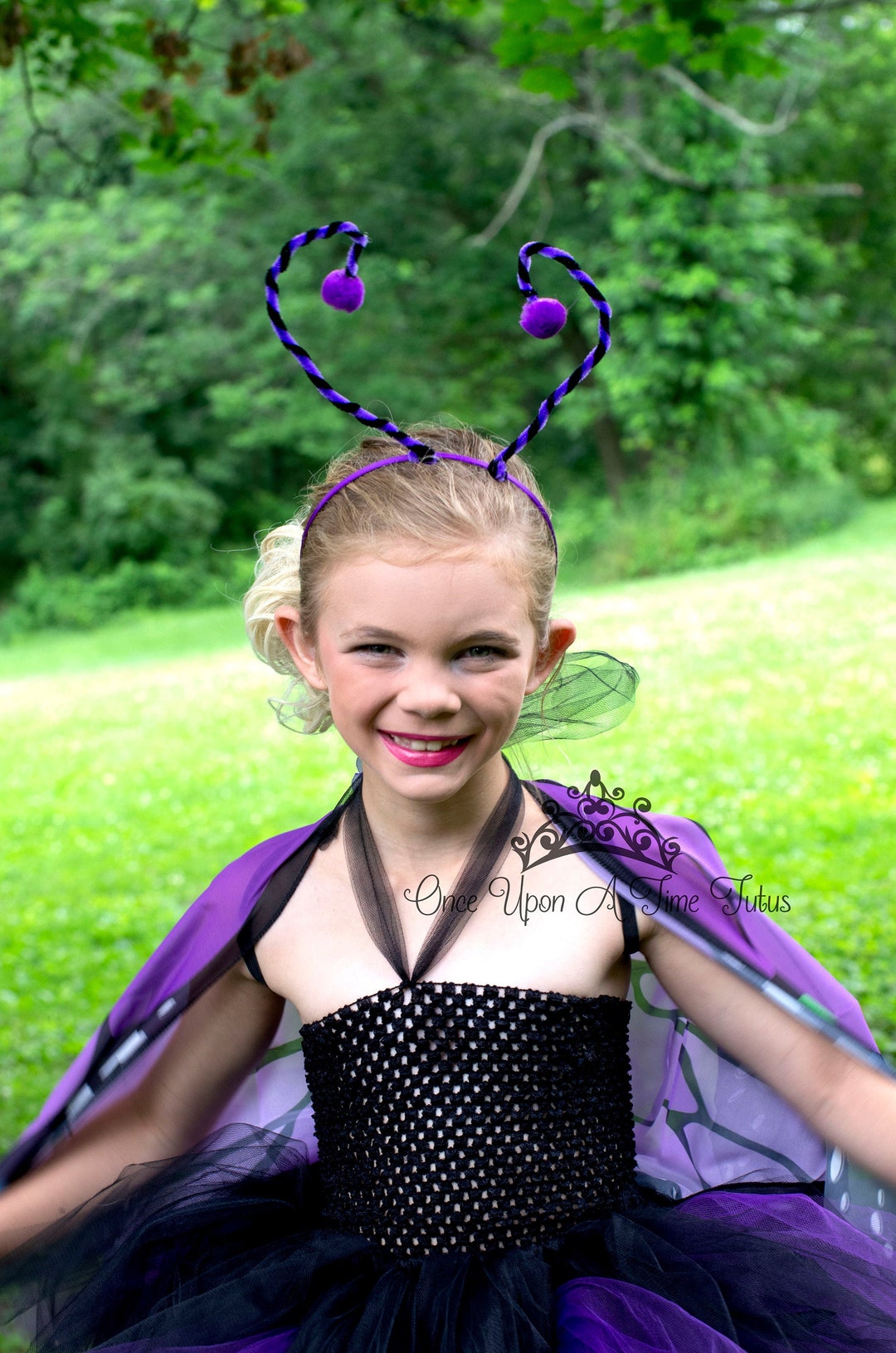 Purple and Black Butterfly Antenna Headband Halloween Insect Etsy UK