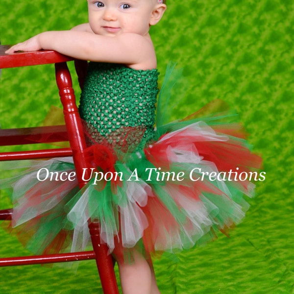 Christmas Tutu Dress, Red White Green Tutu, Holiday Tutu Dress, Little Girls Tutu Dress, Baby Girls Tutu, Toddler Tutu, Smash Cake Outfit