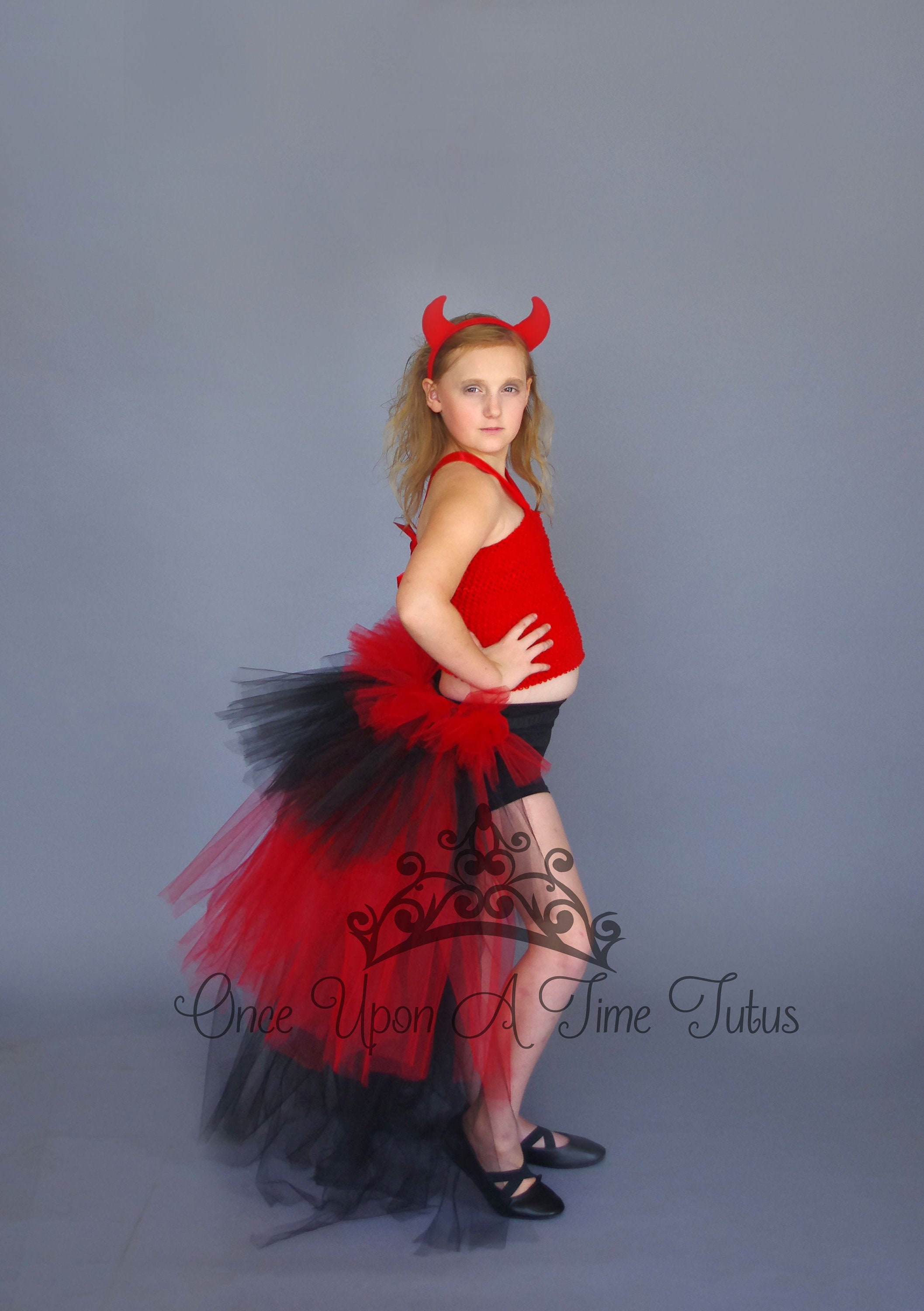 Red Black Devil Bustle Tutu Halloween Costume Adult Devil