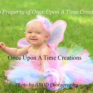 Rainbow Fairy Tutu or Dress Newborn 3 6 9 12 18 Months 2T 3T 4T 5 6 Kids Birthday, Halloween Costume, Baby Gift Pretty Pink Butterfly image 2