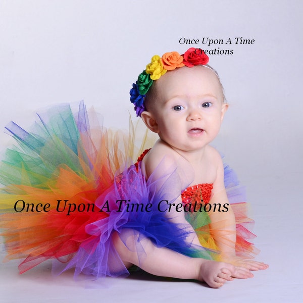 Rainbow Tutu Dress, Clown Halloween Costume, First Birthday Outfit, Little Girls Tutu Dress, Baby Girls Tutu, Toddler Tutu, Kids Tutu Skirt