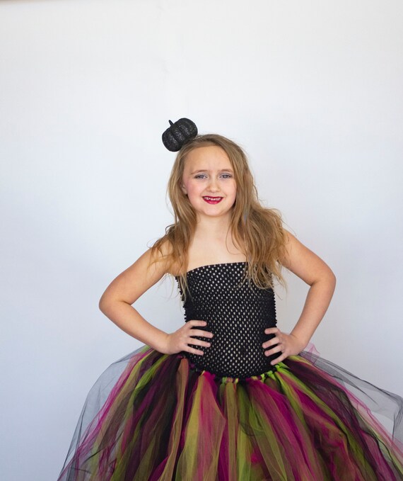 Hexen Kostüm Für Mädchen - 4-teiliges Halloween Set Mit Tutu Kleid Und Hut