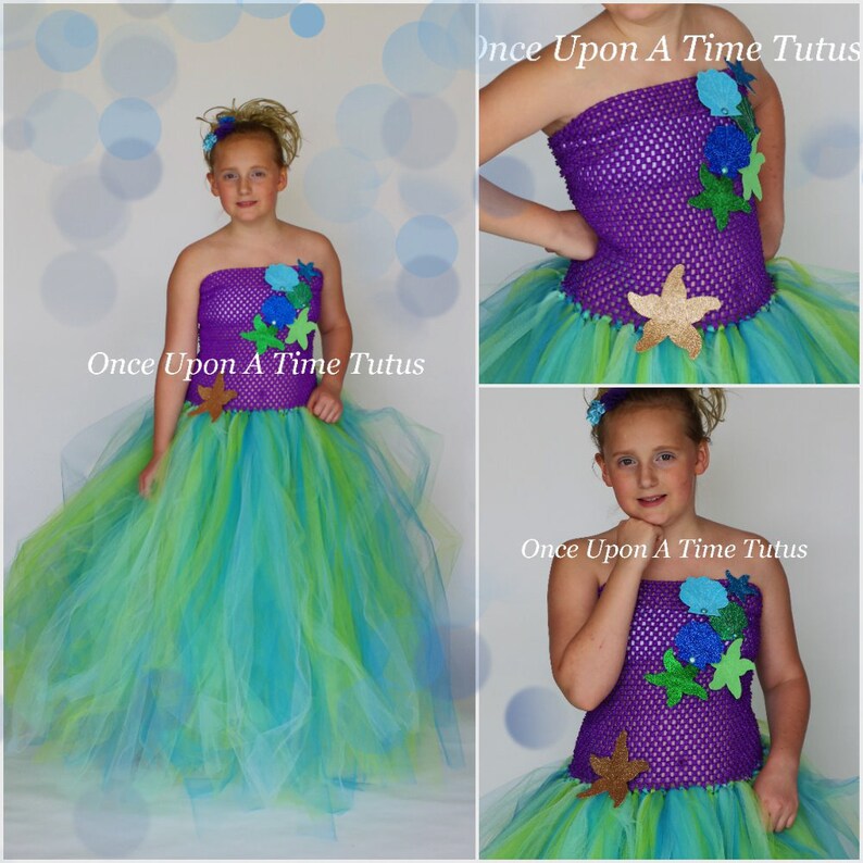 Baby Girls Size 6 12 Months 2T 3T 4T 5 6 7 8 10 12 Summer Wedding Sea Star Starfish Mermaid Glitter Starfish and Shells Tutu Dress