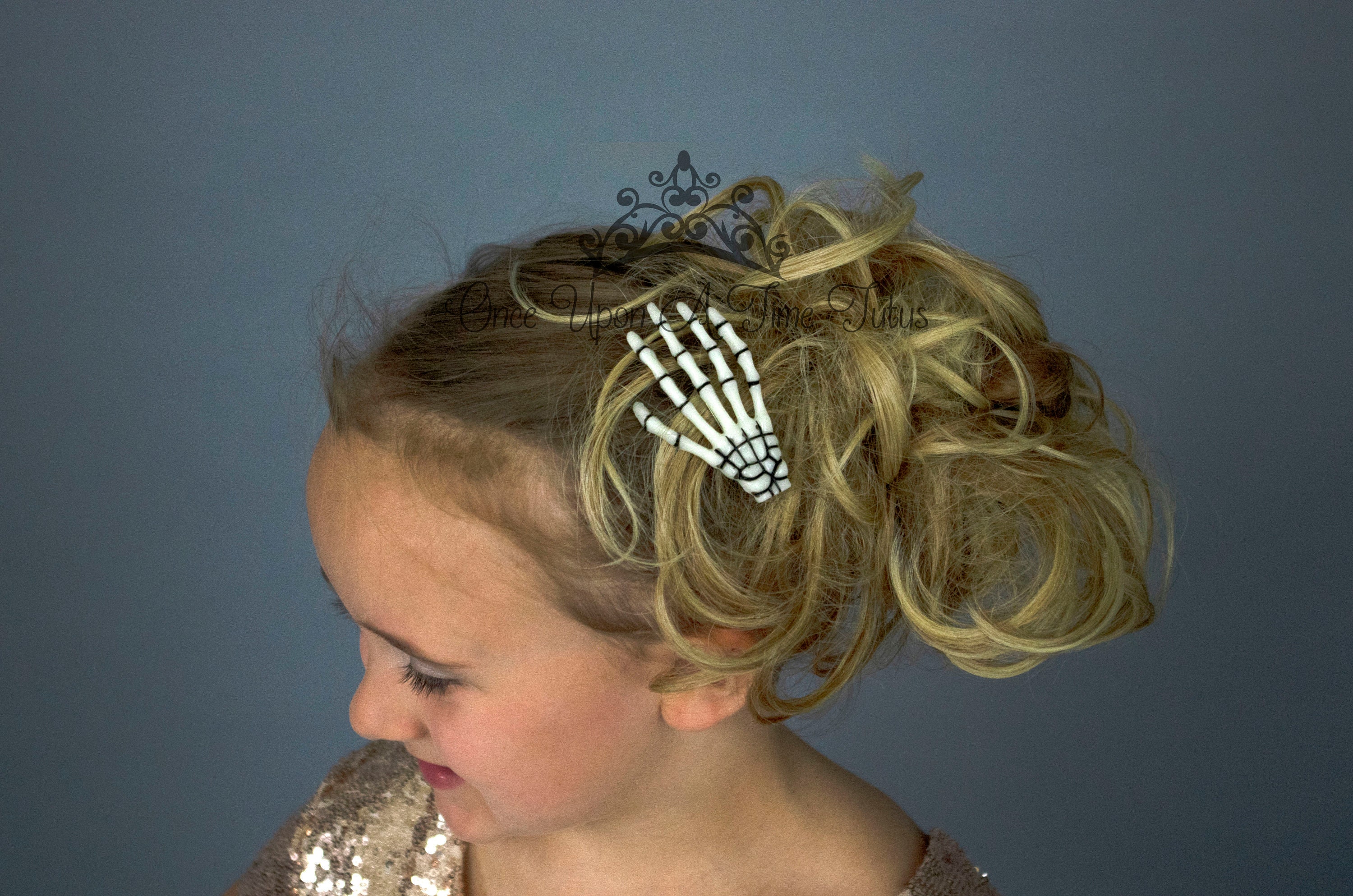 Skeleton Bones Black White Hand Hair Clip Halloween Pirate Etsy