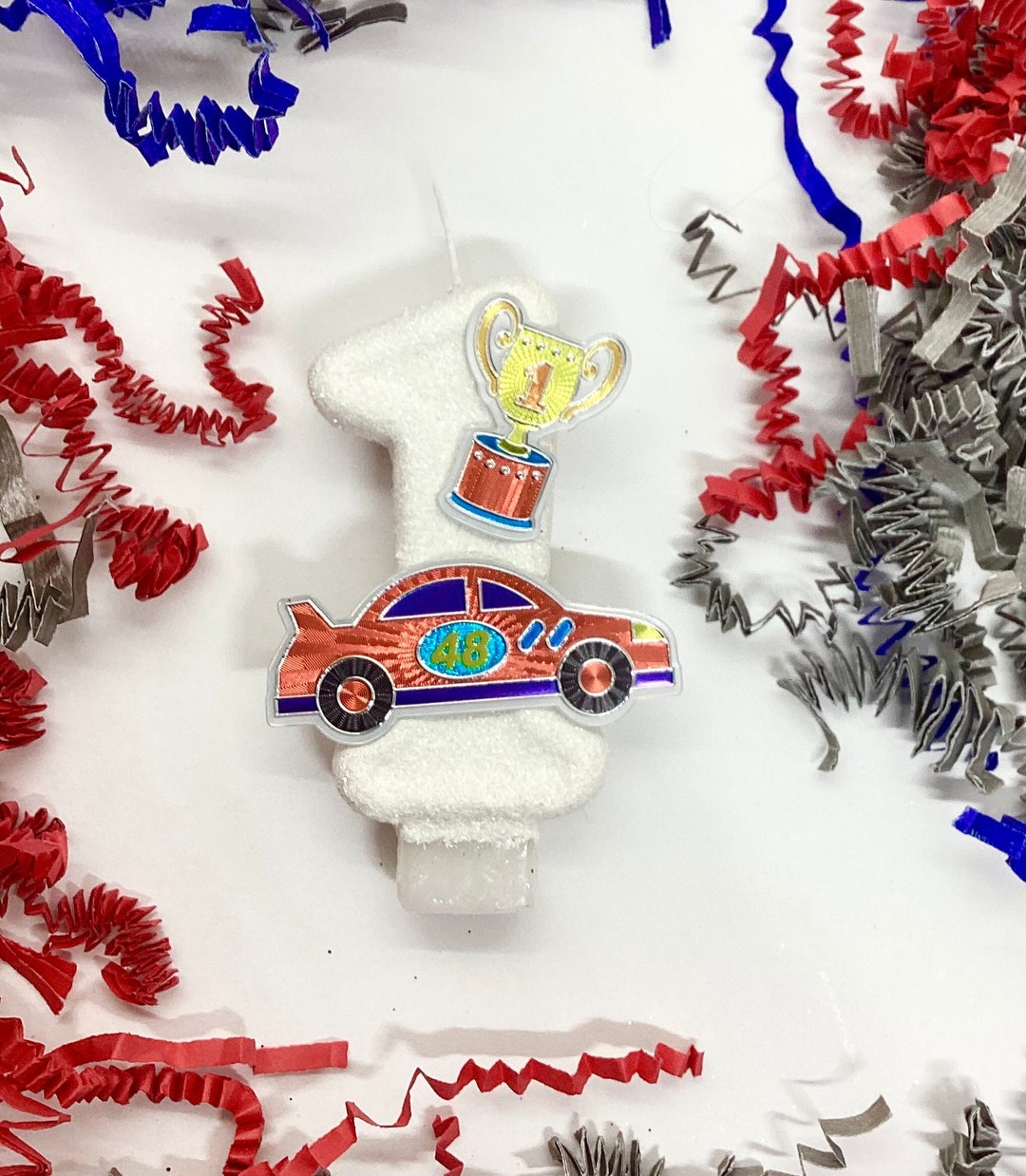 Race Car Birthday Candle, Racecar Party Decor, Boys Birthday Candle