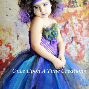 Peacock Dress, Halloween Costume, Kids Peacock Costume, Peacock Feather Tutu Dress, Baby Girls Tutu Dress, Toddler Costume, Mardi Gras image 2