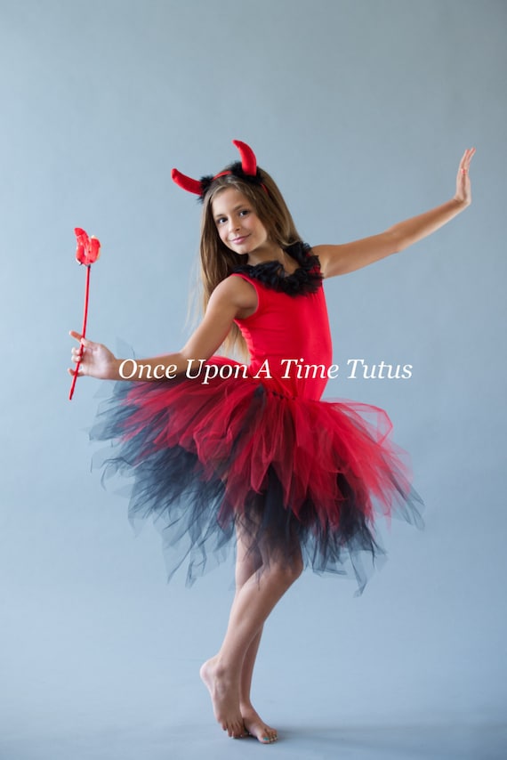 Black Red Pixie Tutu, Devil Tutu, Halloween Costume Tutu
