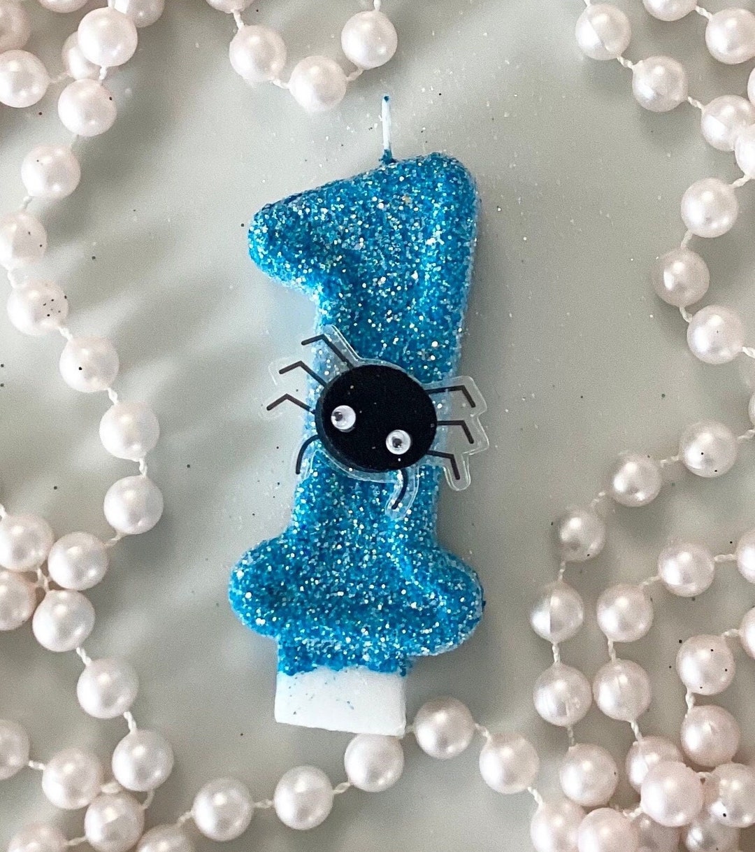 Spider Birthday Candle, Nursery Rhyme Theme Party Decor, Glitter
