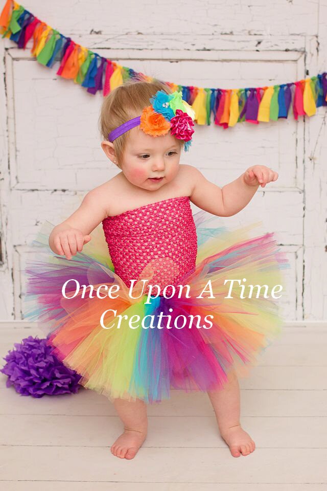 Ready To Ship Candy Rainbow Tutu or Dress Infant Newborn 3 6